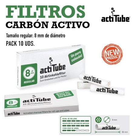 Filtros de carbón activo - Tamaño regular (8 mm) - Pack 10 uds - actiTube