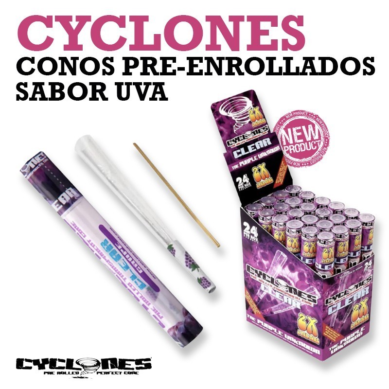 CYCLONES - Conos pre-enrollados sabor uva CYCLONES - Conos pre-enrollados sabor uva