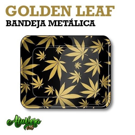 Bandeja grande metálica - Gold Leaves