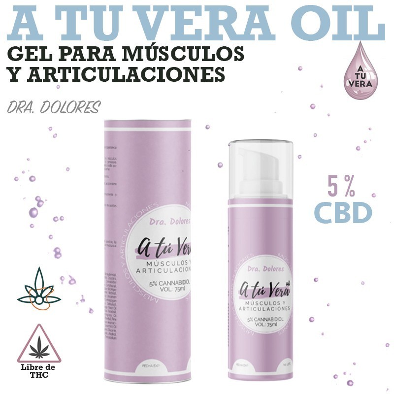 A tu Vera oil - Doctora Dolores - Gel para Músculos y Articulaciones con 5% de CBD - 75ml A tu Vera oil - Doctora Dolores - Gel para Músculos y Articulaciones con 5% de CBD - 75ml