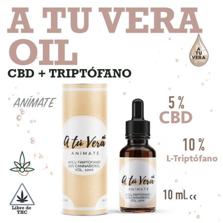 Aceite CBD "a tu Vera oil" 5% Premiun con Triptófano 10 ml.