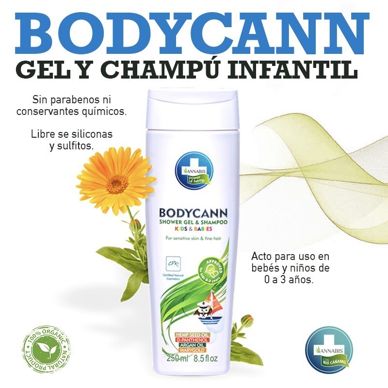 Annabis Bodycann - Gel y champú para niños y bebés - 250 ml. Annabis Bodycann - Gel y champú para niños y bebés - 250 ml.