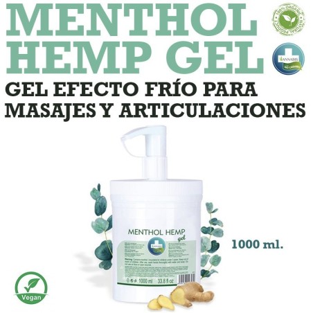 Gel "Menthol Hemp" Efecto frío para masajes de músculos y articulaciones 
 - 1000 ml.